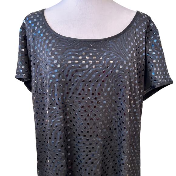 Black Sexy Sequin Shimmer Shift Dress Short Sleeve LBD Party Cocktail Plus 16 - Picture 4 of 8